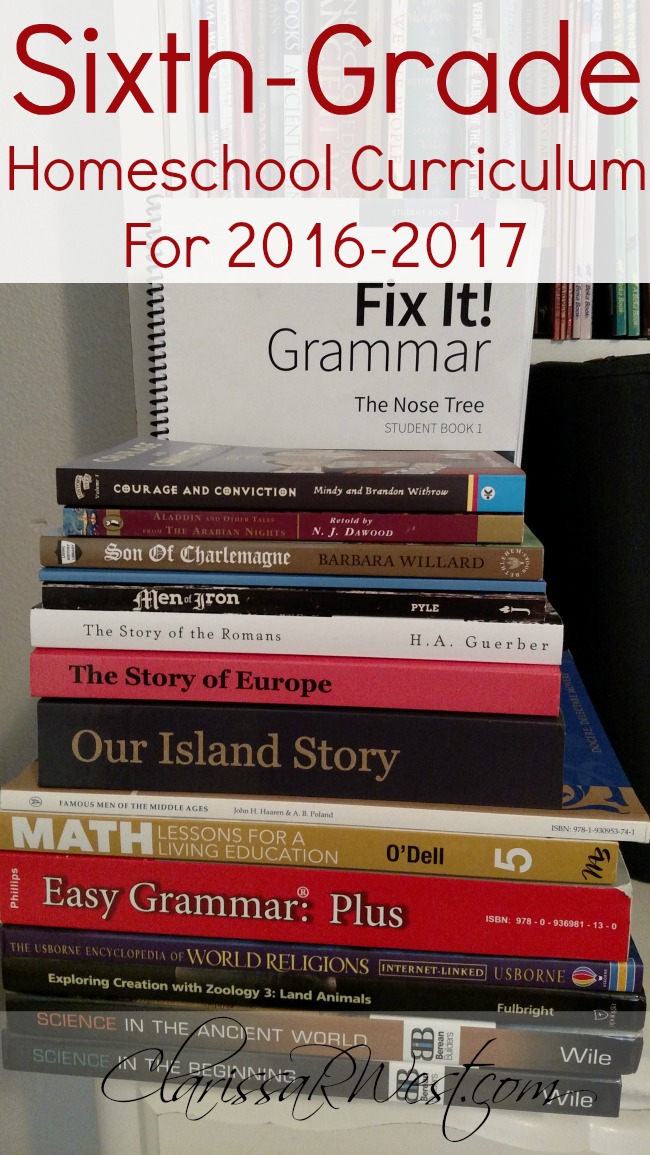 Sixth-Grade Homeschool Curriculum For 2016-2017