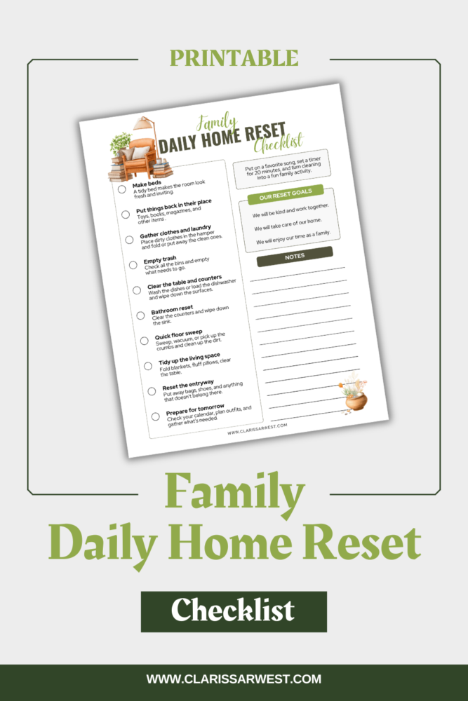 FREE FAMILY DAILY HOME RESET CHECKLIST PDF