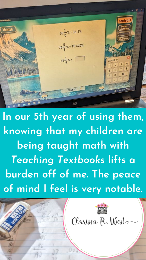 teaching textbooks statement from clarissa r. west