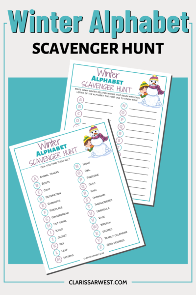 WINTER ALPHABET SCAVENGER HUNT Worksheets