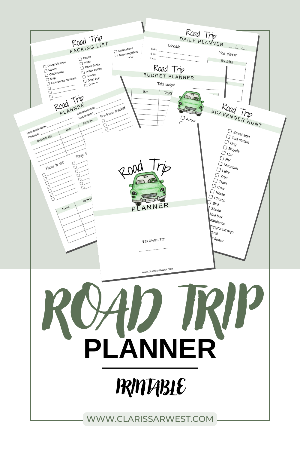 Free Road Trip Planner with fun Scavenger Hunt PDF!