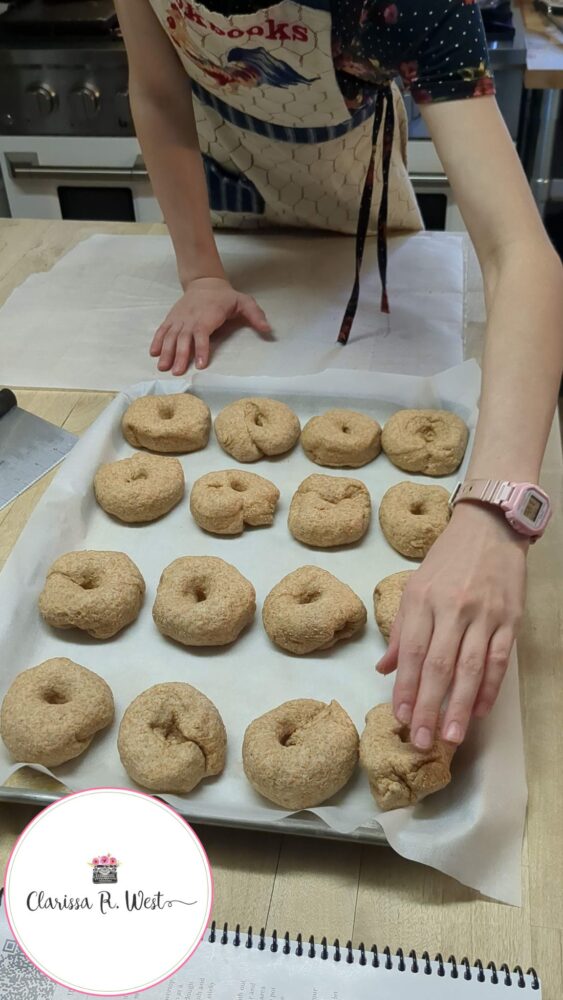 making bagels with daughter