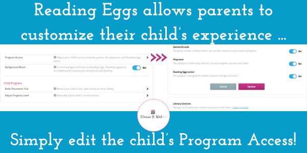 Reading Eggs allows parents to customize their child’s experience ...